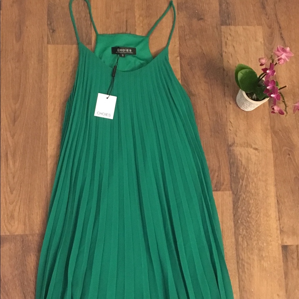 CHOiES Emerald green asymmetrical/hi-low dress